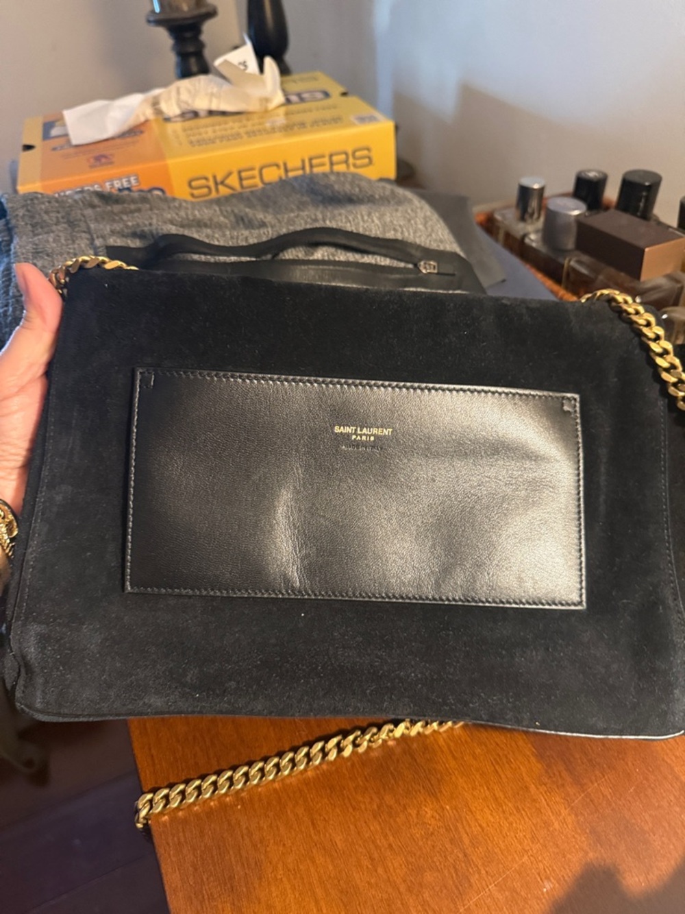 YSL suede Kate reversible crossbody bag with python print inside - Picture 12 of 16